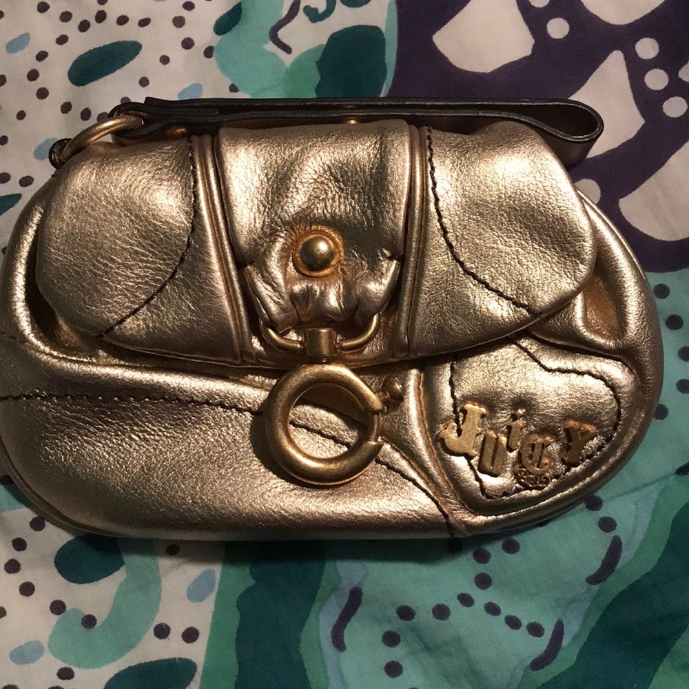 NIB Juicy Couture gold leather wristlet